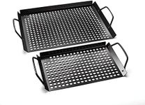 Outset 76452 Non-Stick Grilling and BBQ Grid, 7" x 11", 14" x 11", Set of 2 Black