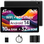 Android 14 Tablet with Sim Card Slot Unlocked Cellular Tablets 10GB+32GB Tablet with Protective Case 10 inch Tablet with GPS 2.0GHz Processor 8MP Camera and 1TB TF Expandable 2.4G/5G WiFi BT5.0