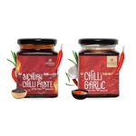 HUNAN AT HOME Fiery Combo Pack (500 Gram) Schezwan Chilli And Chilli Garlic, St No Msg, 100% Vegetarian, Stir Fry Sauce, Chinese Cooking Sauce, Asian Sauce, Momo Dip