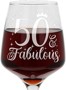 Always Looking Good 50th Birthday Gifts for Women 50 & Fabulous Engraved Large Wine Glass Present for 50 Year Old Etched 400ml Ladies Wine Glass Laser Engraved Elegant Stemmed 50th Wine Glass