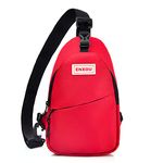 ENXOU Sling Shoulder Bag Water Resistant Crossbody Bag Chest Bags Gym Backpack with Multi-Pockets Pack for Sports, Hiking, Travel for Men Women Boys Girls Red