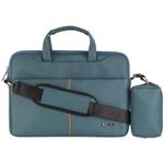 Neopack Faux Leather Sleeve with Pouch for Upto 14.2" Macbooks & 13" Laptops (Sea Green)