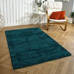 Flooring India co Fi Home Newman Microfiber Anti-Skid Water Absorbent/Soaking Washable Carpet/Rug For Bedroom/Living-Area/Office/Kids Play Rectangular Area Rugs (Teal, 4X6 Inch)