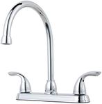 Pfister Pfirst Polished Chrome Kitchen Faucet with Swivel Spout, High Arc Kitchen Sink/Laundry Sink Faucet, Transitional Home Décor, 2-Handle Kitchen Faucets