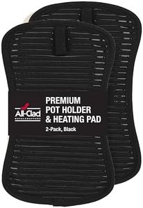 All-Clad Premium Pot Holder & Hot Pad: Heat Resistant to 500 Degrees - 100% Cotton, 10"" x6.25 Hot Pad for Kitchen and Barbeque, (2-Pack), Black