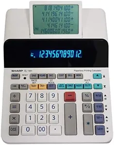 Sharp EL-1901 Paperless Printing Calculator with Check and Correct, 12-Digit LCD Primary Display, Functions the Same as a Printing Calculator/Adding Machine with Scrolling LCD Display Instead of Paper