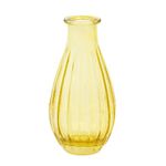 Talking Tables Yellow Glass Bud Vase for Flowers | Small Ribbed Narrow Necked Bottles for Home Décor, Arrangements, Easter, Wedding Centrepieces for Table Decorations, Windowsill, One Size