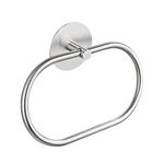 JXINLODGEG Towel Holder, Self Adhesive Towel Ring for Bathroom, SUS 304 Stainless Steel Hand Towel Rail Rack Wall Mounted Towel Hanger for Bathroom Organizer, Kitchen - Silvery