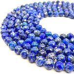 ABCGEMS Afghanistan Lapis Lazuli Beads (Advanced Star Incision Technique for Optimal Light Dispersion & Sparkle) Chakra Energy Diamond-Cut Double-Hearted Satellite Tiny 6mm