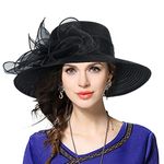 VECRY Kentucky Derby Dress Church Cloche Hat Sweet Cute Floral Bucket Hat (Leaf-Black), Medium