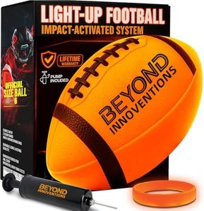 Beyond Innoventions Glow in The Dark Football - Light Up Football Gifts for Boys & Girls 8-15+ | Size NO 6 for Teens - Includes 2X Light Up Bands & Drawstring Bag - Glow Foot Ball Accessories