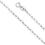 14k White Gold SOLID 2mm Twisted Mirror Chain Necklace with Spring Ring Clasp - 18"