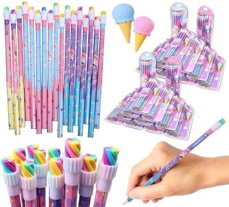 Toyshine Pack of 26 Pencils HB Graphite Pencils Thick Strong Grip Pencils, Suitable for School, Kids Art Drawing Drafting Sketching Shading (24 Pencils, 2 Erasers)