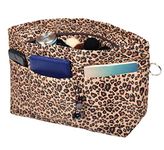 Vercord Handbag Purse Tote Pocketbook Organizer Insert Zipper Closure 11 Pockets, Leopard L