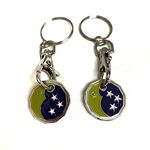 UK Phoenix Trolley Token New £1 Coin Shape 12 Sided Shopping Cart Key Ring Release Shop Locker Keychain (2 x Moon Stars)