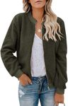 Eurivicy Women Fleece Jacket Long Sleeve Faux Sherpa Fuzzy Winter Bomber Casual Zip Up Coat Pocket