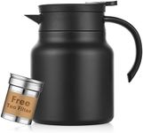 TEBICOO Small Coffee Carafe for Keeping Hot, 34oz Tea Pot, Double Wall Stainless Steel Insulated Coffee Carafe Thermal with Removable Tea Filter