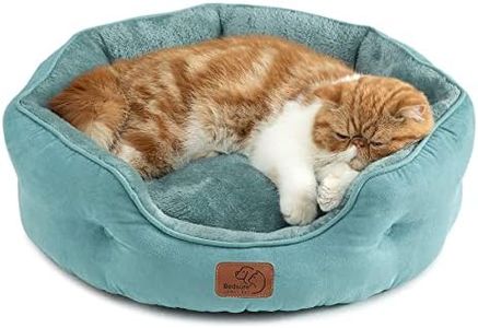 Bedsure Dog Beds for Small Dogs - Round Cat Beds for Indoor Cats, Washable Pet Bed for Puppy and Kitten with Slip-Resistant Bottom, 20 Inches, Washed Blue