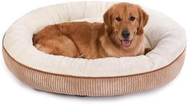 Bedfolks Waterproof Donut Dog Bed,91CM Calming Round Dog Beds for Large Dogs,Washable Anti Anxiety Cuddler Dog Bed with Removable Cover(Brown,Large)