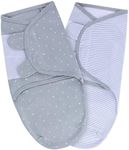 Ely's & Co. Adjustable Swaddles for Newborn, Baby Swaddles 0-3 Months, Velcro Swaddle Sack for Baby Boy, 100% Cotton, 2 Pack (Blue Leaf)