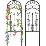 Amagabeli Garden Trellis for Climbing Plants 60" x 18" Rustproof Black Iron Potted Vines Vegetables Flowers Patio Metal Wire Lattices Grid Panels for Ivy Roses Cucumbers Clematis Pots Supports 2 Pack