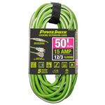 Heavy Duty Extension Cord 50 ft. 12/3, SJOOW Indoor/Outdoor Lighted Locking End, 5-Year Warranty