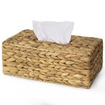 Elipenico Tissue Box Cover Hand Woven Rectangular Rustic Holder Wicker Tissue Holder Paper Box Napkin Organizer for Dining Table, Kitchen, Bathroom, Car and Office (Water Hyacinth)