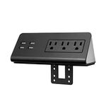 Kable Kontrol Desk Clamp Power Strip with 4 USB-A Ports, Nightstand Charging Station, 3 AC Outlets, Fast Charger, Easy Installation for Home, Offices, Hotels – 4.9 Ft, Black, 1 Pc