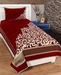 Fresh From Loom Chenille Floral 500 TC Heavy Bedsheet for Single Bed Size - 60 x 90 inch Maroon Color with 1 Pillow Cover