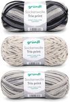Gründl Sock Wool Trio Knitting Set of 3 x 100 g Sock Yarn (75% Virgin Wool (Superwash), 25% Polyamide) + Instructions (English Language not Guaranteed), Grey Beige