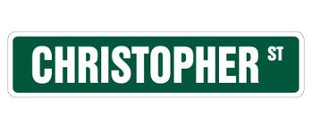 Christopher Street Sign Childrens Name Room Sign | Indoor/Outdoor | 30" Wide Plastic Sign