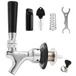 MRbrew Draft Beer Shank Faucet Kit, 2'' Beer Shank No Leak 1/4'' Beer Line Nipple Barb Kegerator Brewing Not Stick Stainless Core Tap Self-Closing Spring Spanner Wrench Tap Brush Hose Clamp Dispenser