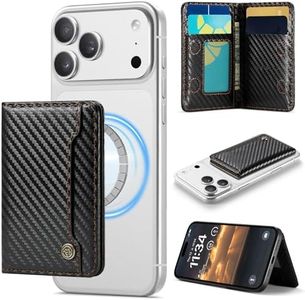 Vinich for Magsafe Wallet Magnetic RFID Blocking Card Holder Compatible with MagSafe Phones and Cases, Strong Magnet Minimalist Phone Wallet for iPhone 16/15/ 14/13/ 12/ Pro/Max/Plus, Carbon Black