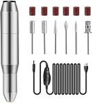 Nail Drill Set,DELIFO Electric Portable Nail File Drills Kit with 6 Heads & 6 Sanding Bands, Professional Manicure Pedicure Machine Tools for Acrylic Nails, Polishing Shape, USB Rechargeable（Normal）