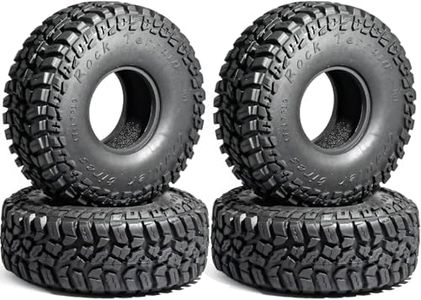 1.9 Rubber Rocks RC Tires with Foam Inserts - 120mmOD Tire Super Soft Rubber for 1:10 Scale Rock Crawlers, Trail Trucks - Compatible with Axial SCX10 90046 AXI03007 D90 Traxxas TRX-4, KM2 Wraith