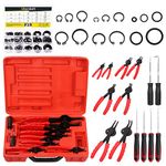 Mardatt 225Pcs Snap Ring Pliers Set Includes Straight & Bent Retaining Ring Pliers, 5 Sizes C-Clips External Internal Retaining Ring Set, Rubber Gaskets and Precision Hook Set for Lawnmowers