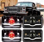 DOXMALL 4Pcs 4x6 Inch LED Headlights Dot Approved with Red Devil Eye DRL Compatible for 1986 Che-vrolet CK 10 Rectangular H4656 H4651 H4642 H4652 Peterbilt 357 378 379 XR400 XR250 XR650