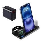 UNIGEN® Unidock 100 3in1 Foldable Charging Station [with Adapter] Compatible with iPhone 14/13/12/11/11 Pro/11 Pro Max/X/Xr/Xs/8 Plus Other Qi Devices, iWatch 9/8/SE/8/7/6/5/4/3/2/1 Pods 1/2/Pro/3