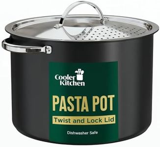 Cooler Concepts Pasta Pot with Strainer Lid - 5.5 Quart Large Spaghetti Pot - Twist & Lock for Easy Drain & No Colander Or Strainer Basket Insert Needed - Dishwasher Safe Pots