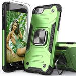 IDYStar for iPhone SE 2020 Case with Screen Protector,iPhone SE 3 2022 Cover,Hybrid Drop Test Case with Car Mount Kickstand Slim Fit Protective Phone Cover for iPhone 6/6s/7/8/SE 2020/SE 3 2022,Green