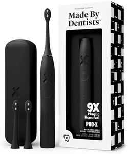 Made by Dentists PRO‑X Sonic Electric Toothbrush for Adults – Dentist‑Designed Whitening Rechargeable Toothbrush, 9 x More Plaque Removal, 70 Day Battery, 3 Modes, Travel Case & Extra Heads, Black