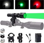 BESTSUN Predator Light with Green Red White LED Hunting Flashlight, Pressure Switch, Barrel & Scope Mount for Hogs Coyotes Varmints Raccoons Coon Deer Night Hunting