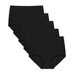 FallSweet No Show High Waist Briefs Underwear for Women Seamless Panties,Pack of 5 (Black5, M)