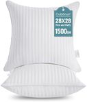 Oubonun 28 x 28 Throw Pillow Inserts, Firm and Fluffy Decorative Square Pillows for Couch Bed Sofa with Soft Cotton Cover White Cushion with Down Alternative Pack of 2