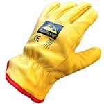 10 X Pairs Himalayan H310 Mens Work Driver Gloves Leather Thermal Fleece Lining, Size-8, Yellow