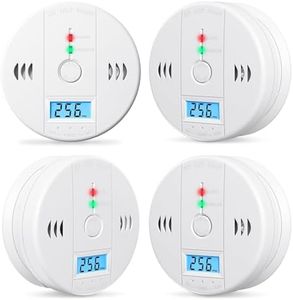 4 Pack Carbon Monoxide Detectors Battery Powered, Carbon Monoxide Alarm with LED Digital Display, CO Alarm with Human Alarm Sounds and Test Button for Home Kitchen Restaurant Hotel Office
