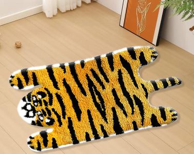Cute Tiger Shaped Kids Bath Mat Area Rug for Bedroom Bathroom Kitchen Floor Water Absorption Non-Slip Small Carpet Door Mat Playmat (50 * 90CM)