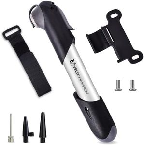 VeloChampion Mini Bicycle Pump with Frame Mount. Portable Alloy 7 Pump for Presta, Schrader and Dunlop Valves. Suitable for All Bikes - Road, Mountain & BMX 100 PSI / 7 Bar (Alloy 7 Pump)