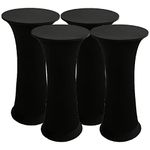 LIFEDX Spandex Cocktail Table Cover,Round Cocktail Tablecloth Stretch Tablecloths Fitted High Top Round Bar Table for Wedding Party Banquet Birthday Outdoor Party,Black,4Pcs