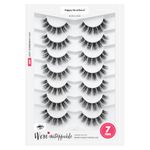 5D Fluffy Mink Eyelashes 14mm Natural Clear Band Lashes Soft Faux Mink Lashes Wispy Fake Eyelashes Short Cross Reusable False EyeLashes 7 Pairs-Happy Heartbeat(No.202)